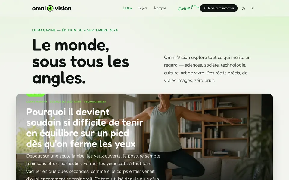 Page d’accueil d’Omni-Vision, capture d’écran sur ordinateur.