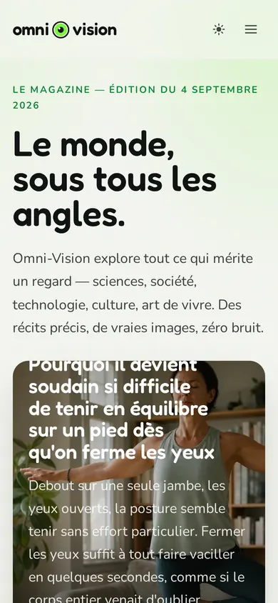 Page d’accueil d’Omni-Vision sur mobile.